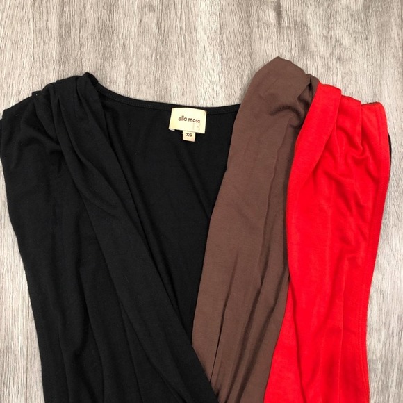 Ella Moss Women's Black Multi Surplice Neck Sprouse Belted Faux Wrap Dress sz XS - Picture 5 of 5